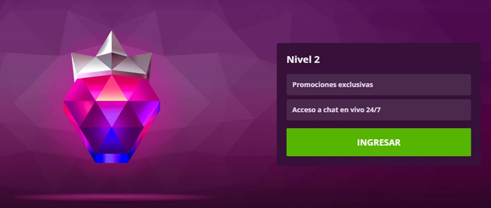 Joya con corona blanca, nivel 2 con promociones y chat 24/7